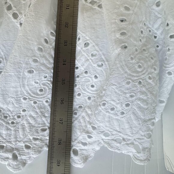 Japna Dress Womens S White Eyelet Embroidered Scalloped Hem Cottagecore Peasant - Picture 13 of 13